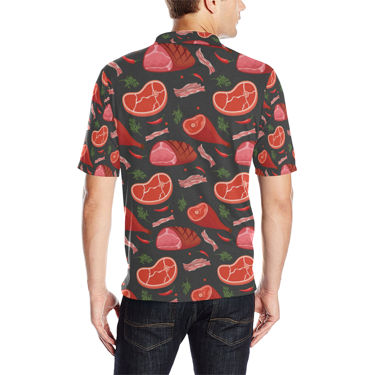 Meat Pattern Print Design 03 Men Polo Shirt