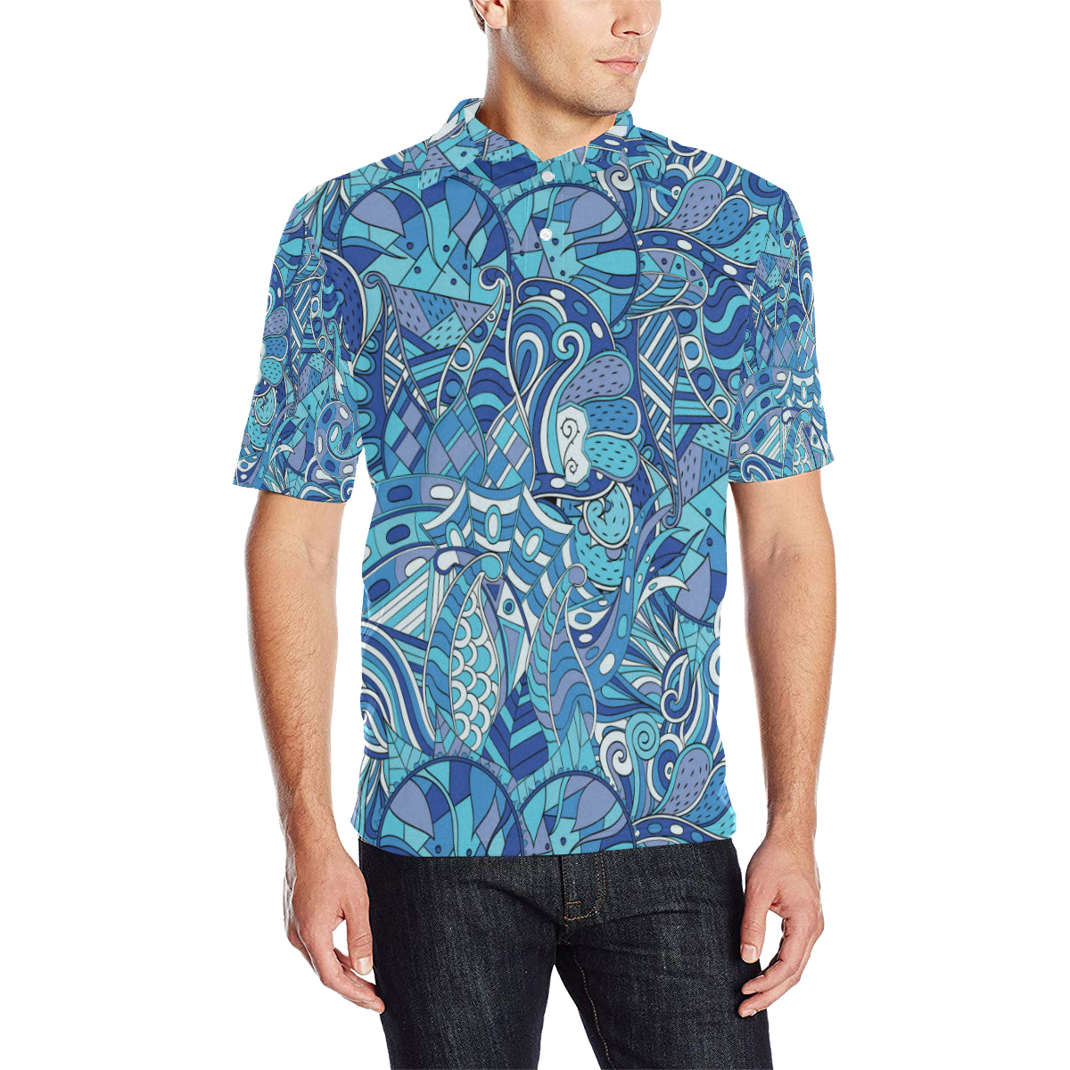 Funky Retro Pattern Print Design A02 Men Polo Shirt