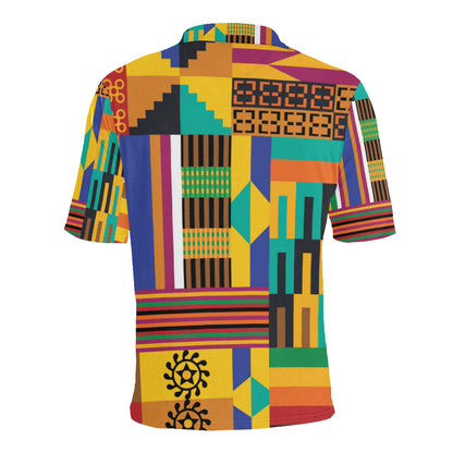 Kente Pattern Print Design 03 Men Polo Shirt