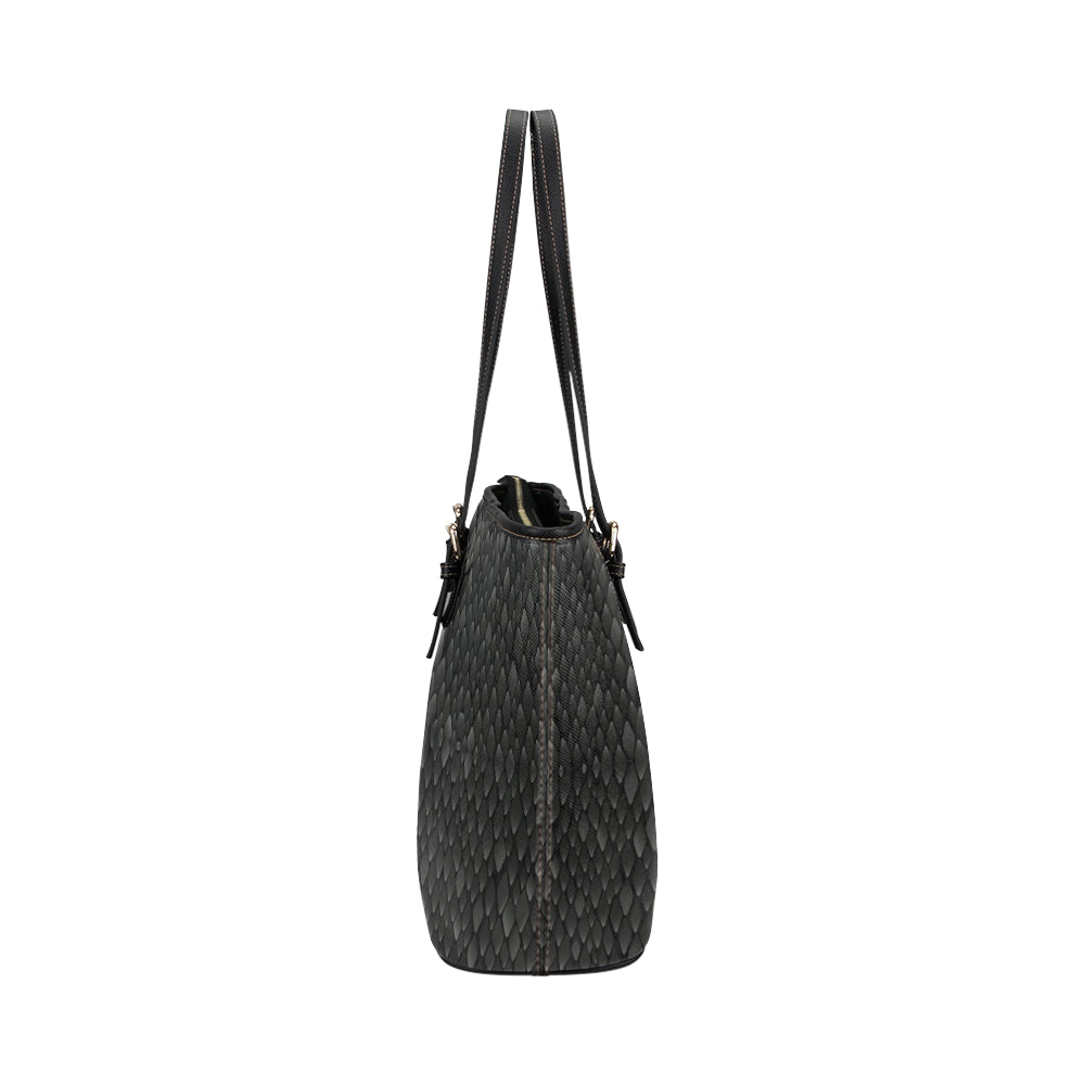 Snake Skin Black Print Leather Tote Bag