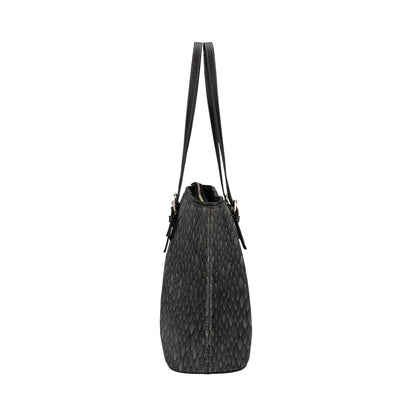 Snake Skin Black Print Leather Tote Bag
