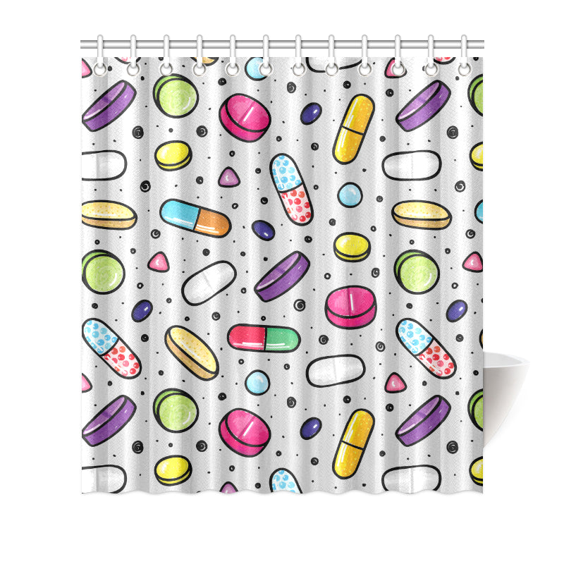 Pill Pattern Print Design A04 Shower Curtain