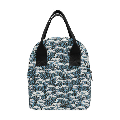 Surf Wave Pattern Print Insulated Lunch Bag