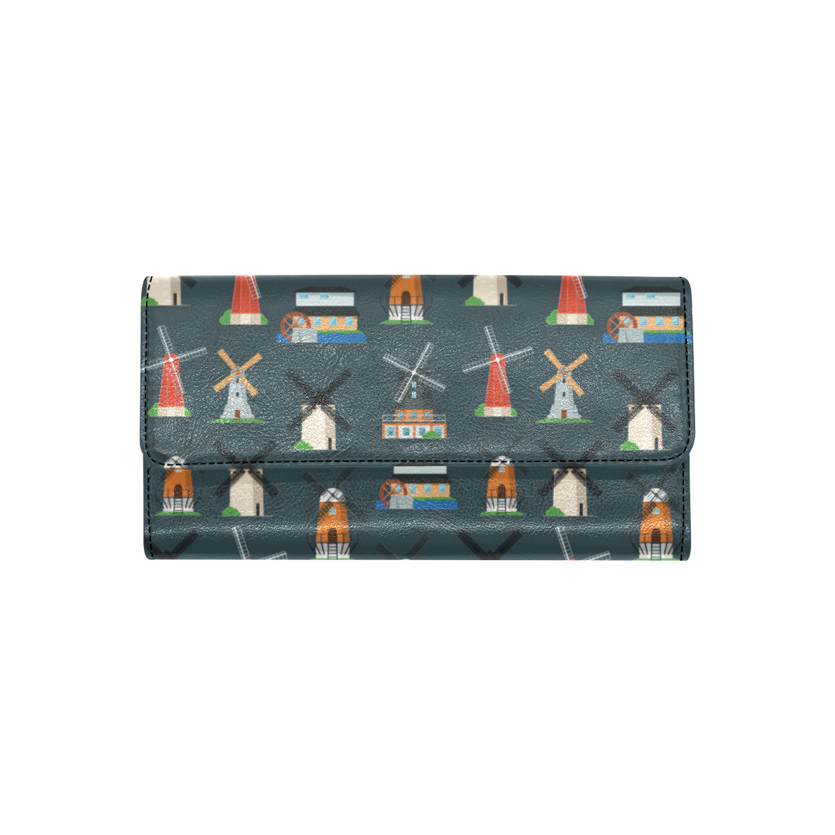 Windmill Pattern Print Design 04 Women's Trifold Wallet