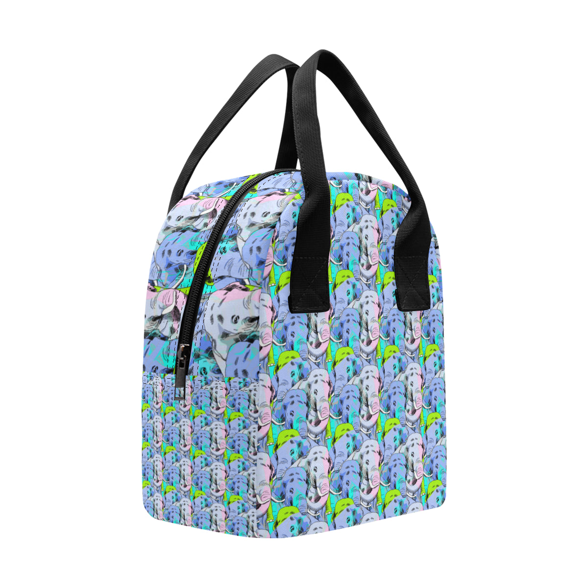 Elephant Art color Print Pattern Insulated Lunch Bag