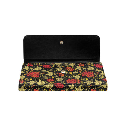 Cranberry Pattern Print Design CB02 Women's Trifold Wallet
