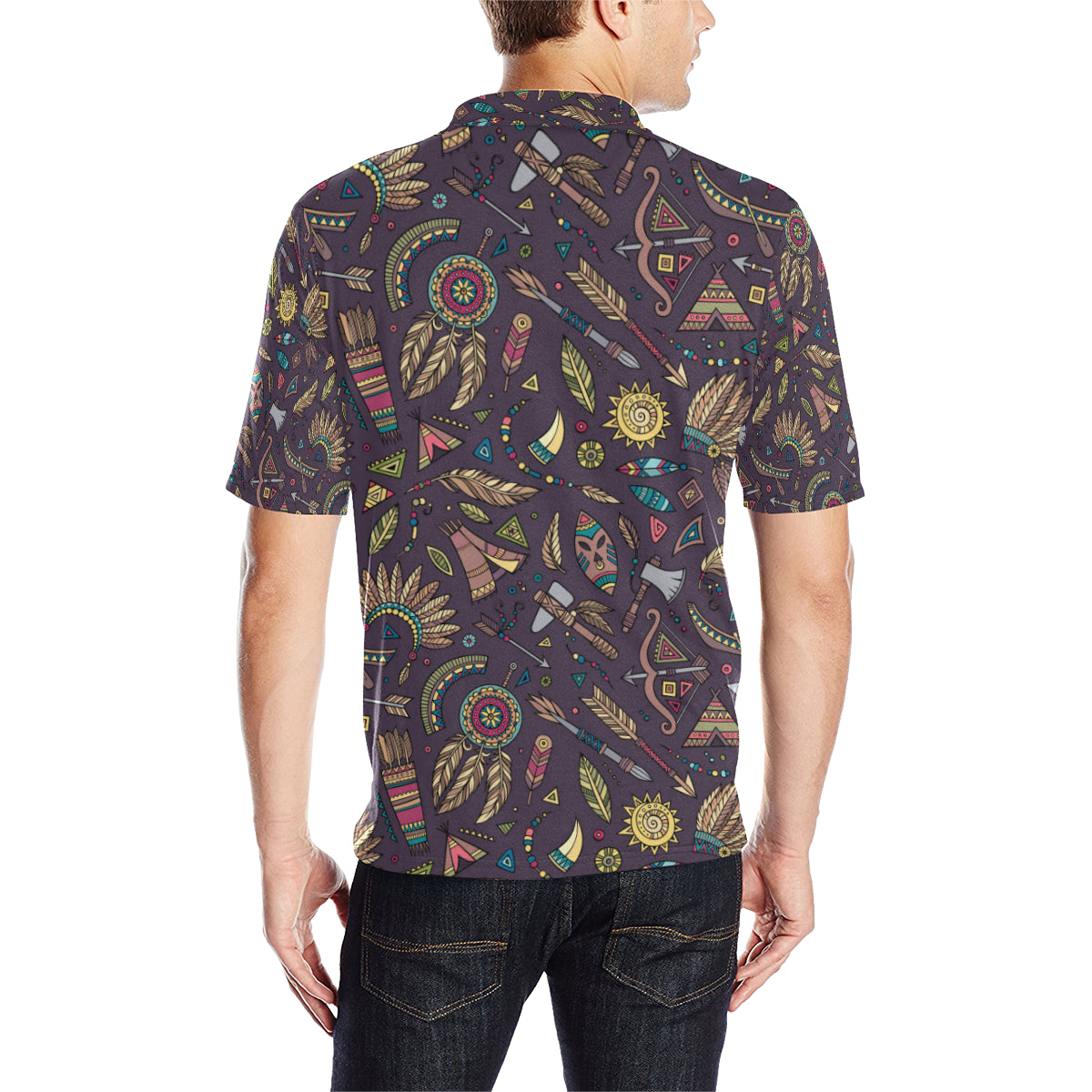 Tribal native american Aztec Men Polo Shirt
