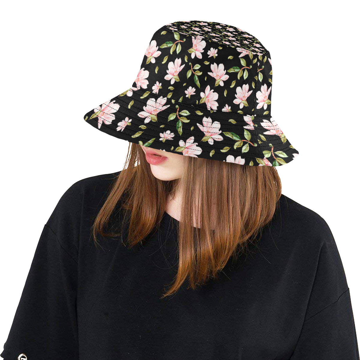 Magnolia Pattern Print Design MAG01 Unisex Bucket Hat