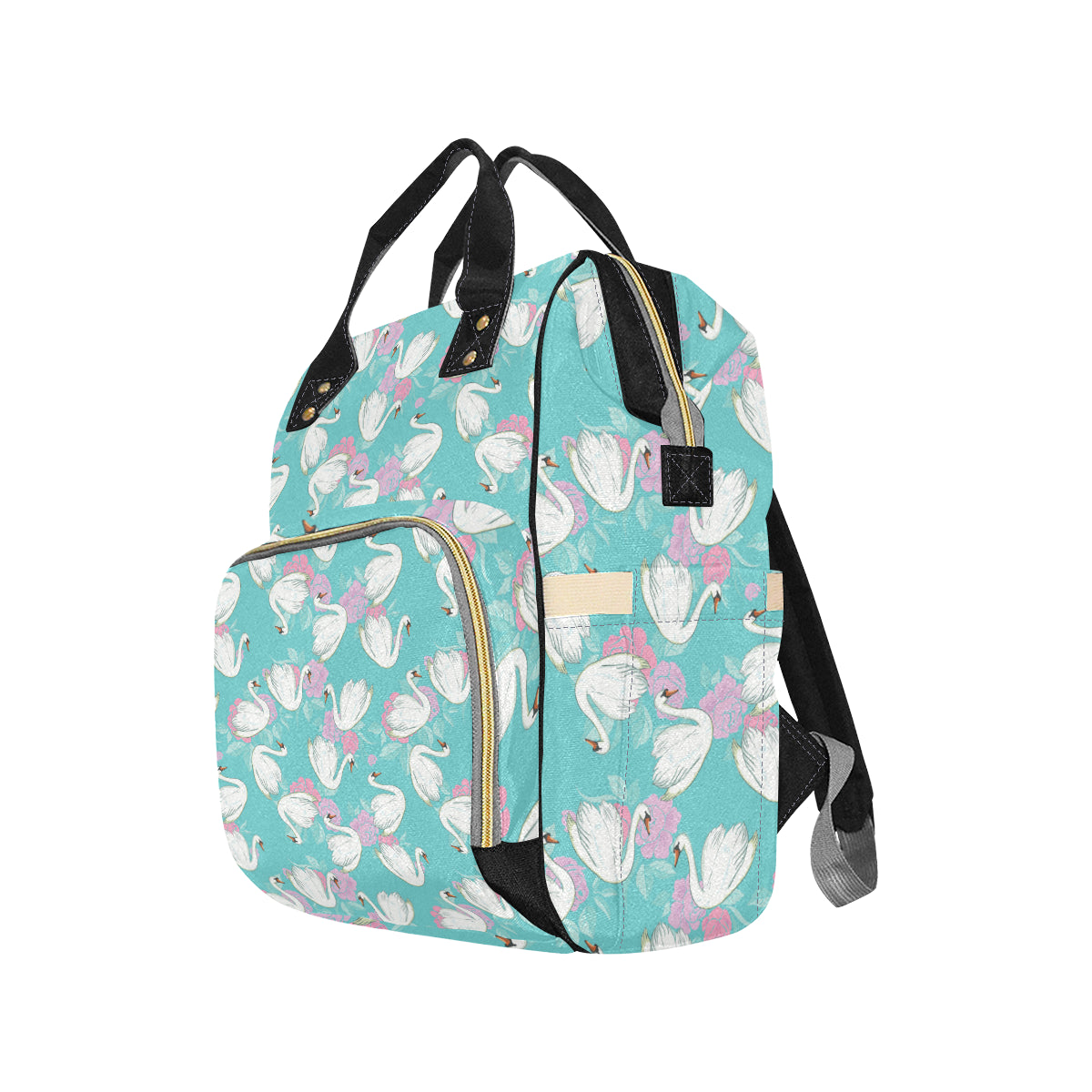 Swan Pattern Print Design 03 Diaper Bag Backpack