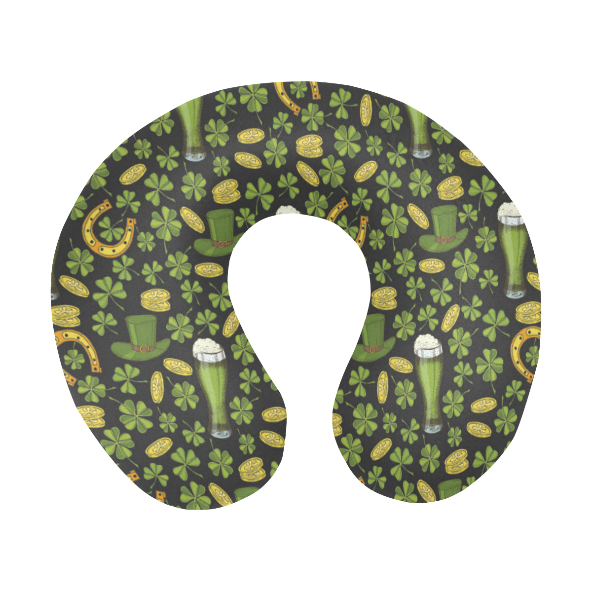 Clover St Patricks Pattern Print Design 03 U-Shaped Travel Neck Pillow