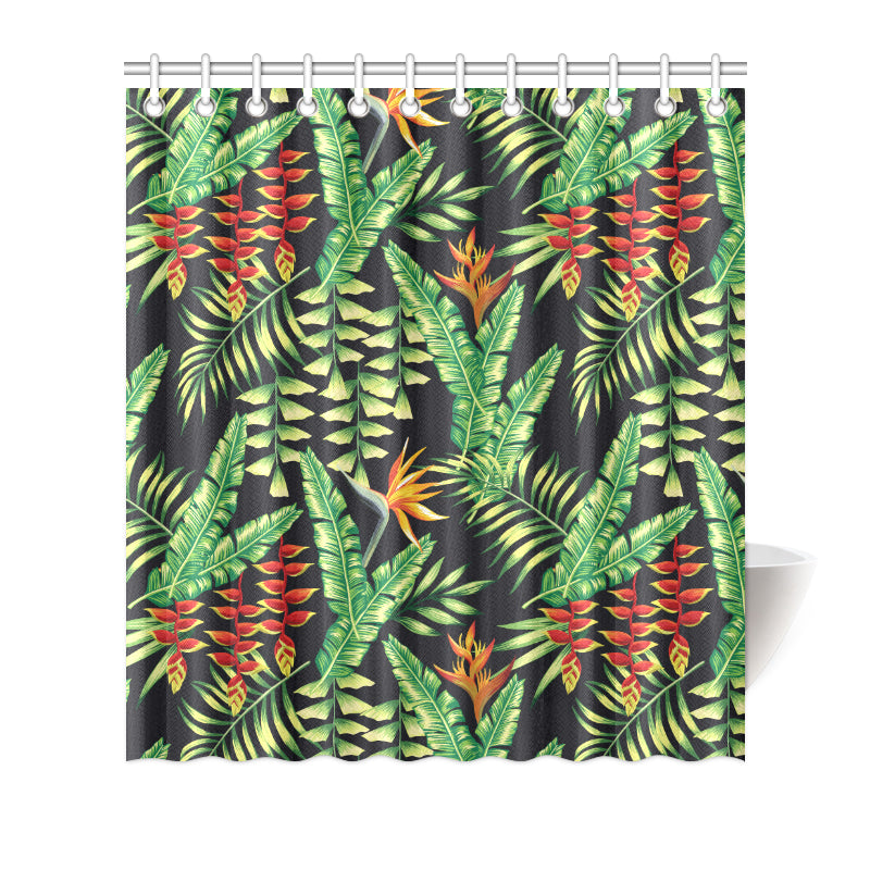Hawaiian Flower Tropical Palm Leaves Shower Curtain