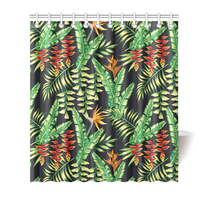 Hawaiian Flower Tropical Palm Leaves Shower Curtain