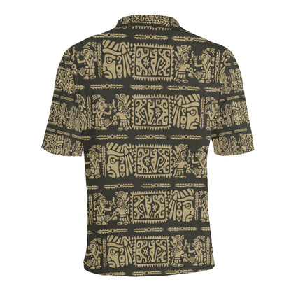 Mayan Pattern Print Design 02 Men Polo Shirt