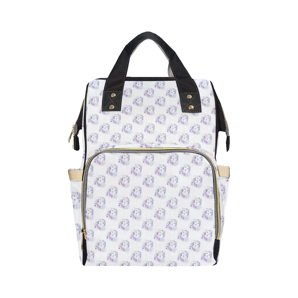 Wolf with Flower Print Design Diaper Bag Backpack