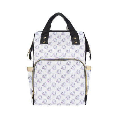Wolf with Flower Print Design Diaper Bag Backpack
