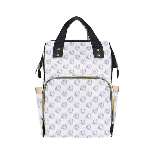 Wolf with Flower Print Design Diaper Bag Backpack