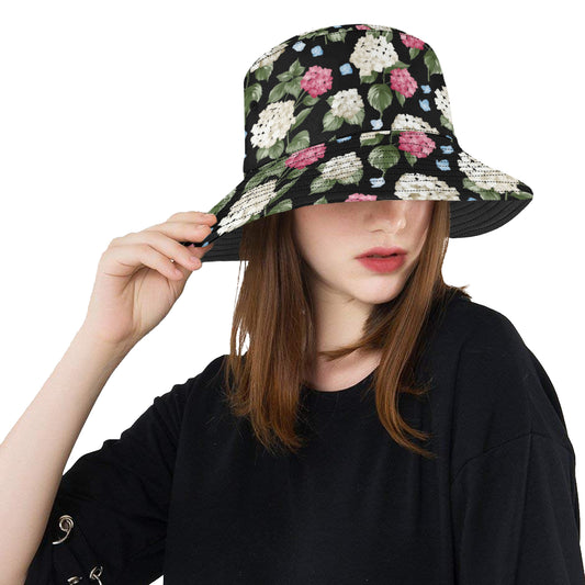 Hydrangea Pattern Print Design HD09 Unisex Bucket Hat