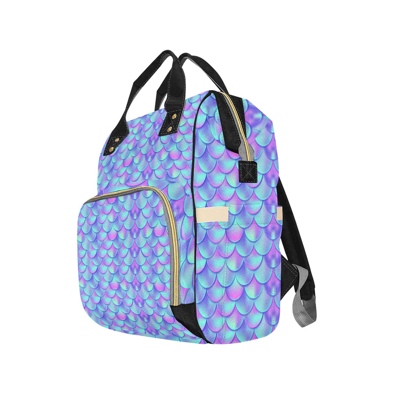 Mermaid Tail Design Print Pattern Diaper Bag Backpack