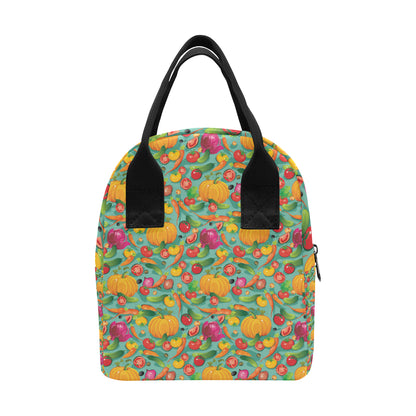 Vegan Colorful Themed Design Print Insulated Lunch Bag