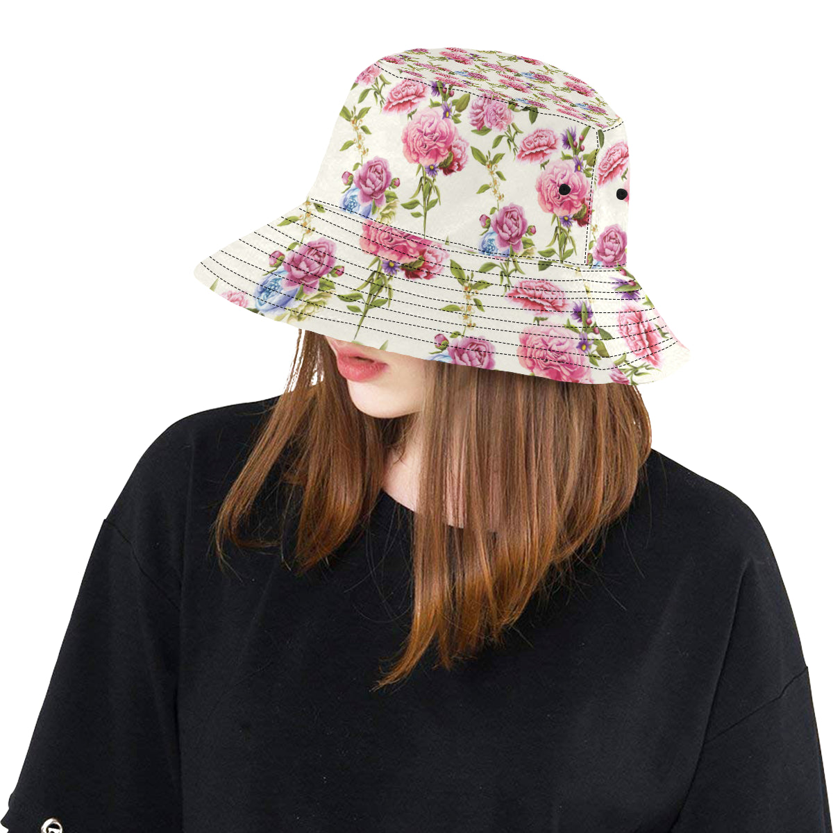 Carnations Pattern Print Design CN02 Unisex Bucket Hat