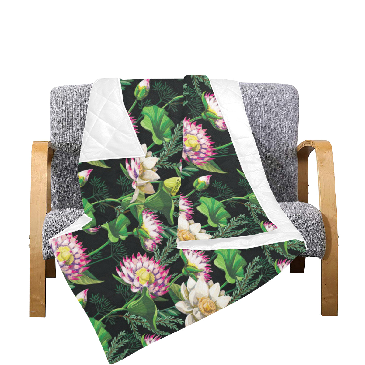 Water Lily Pattern Print Design WL010 Premium Quilt
