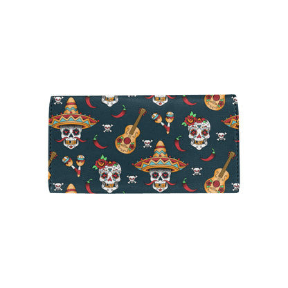 sugar skull Mexican Women's Trifold Wallet