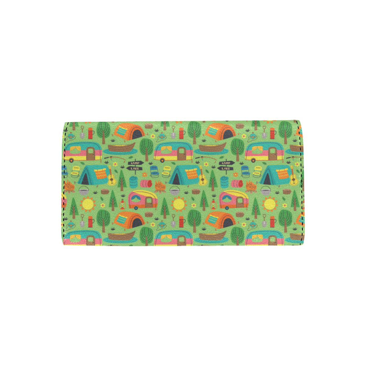 Camping Camper Pattern Print Design 04 Women's Trifold Wallet