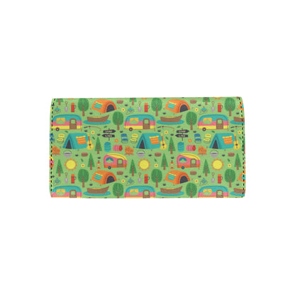 Camping Camper Pattern Print Design 04 Women's Trifold Wallet