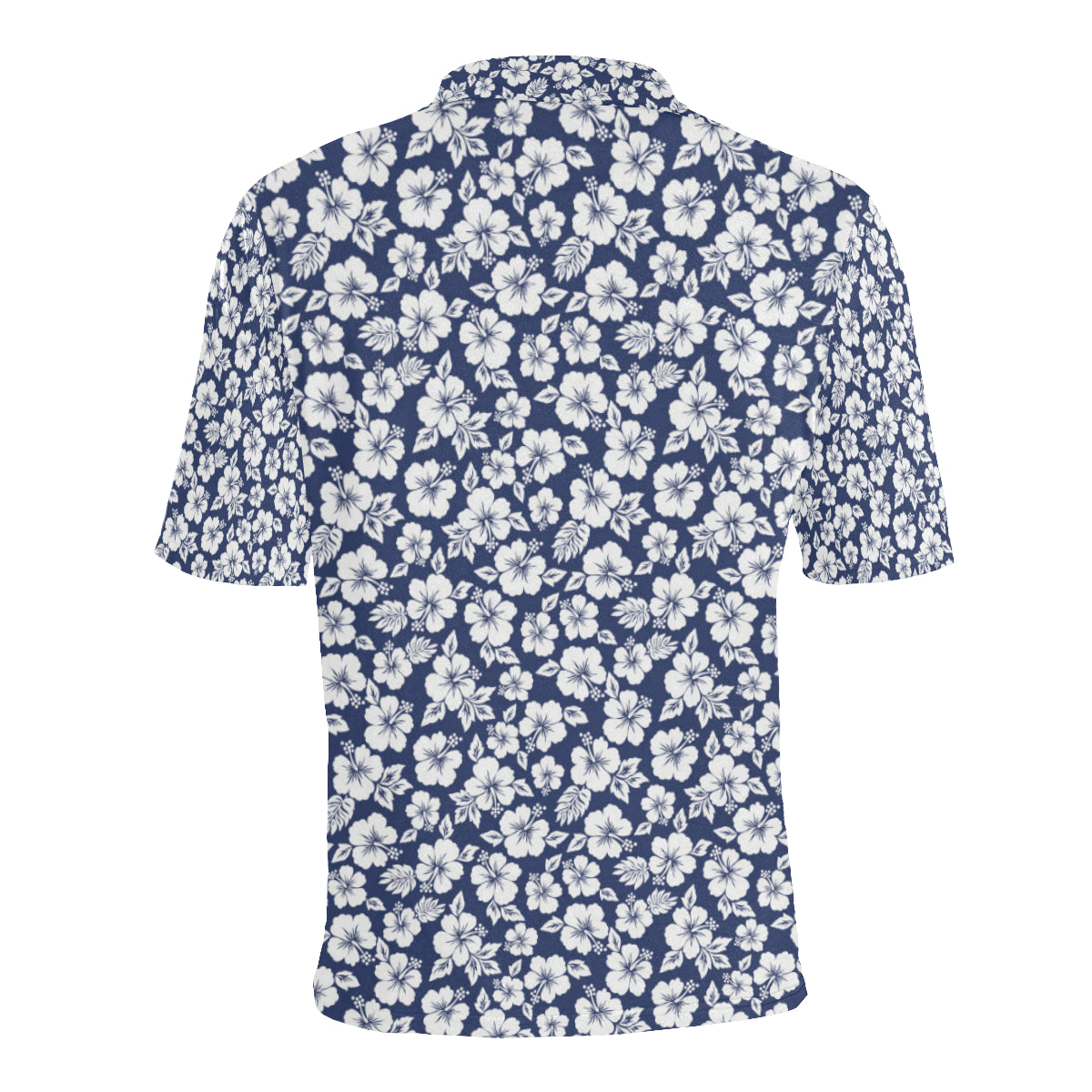 Hibiscus Blue Hawaiian Flower Style Men Polo Shirt