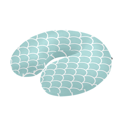 Scales Teal Pattern Print Design 02 U-Shaped Travel Neck Pillow