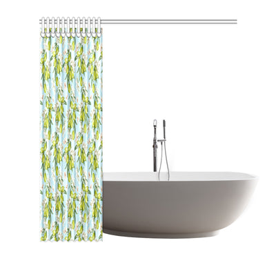 Elegant Olive Floral Print Shower Curtain