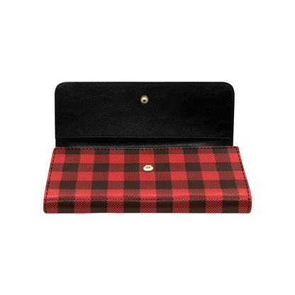 Buffalo check Red Pattern Print Design 05 Women's Trifold Wallet