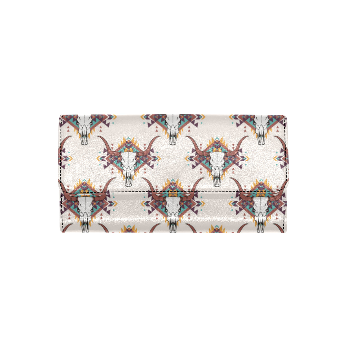 Buffalo Head Pattern Print Design 02 Women's Trifold Wallet