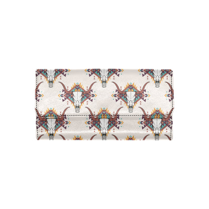 Buffalo Head Pattern Print Design 02 Women's Trifold Wallet