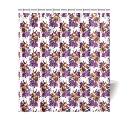 Chihuahua Purple Floral Shower Curtain