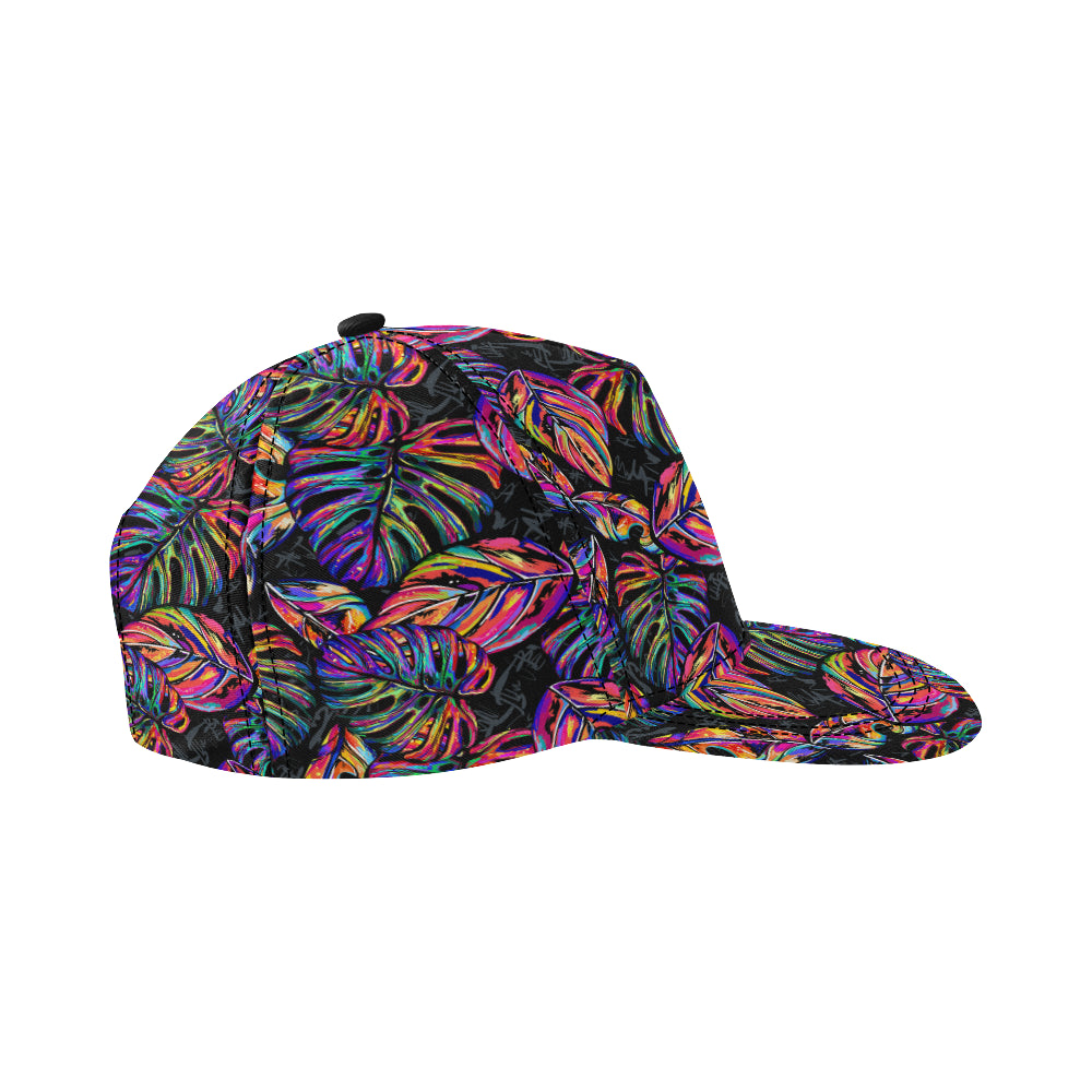 Neon Color Tropical Palm Leaves Snapback Cap
