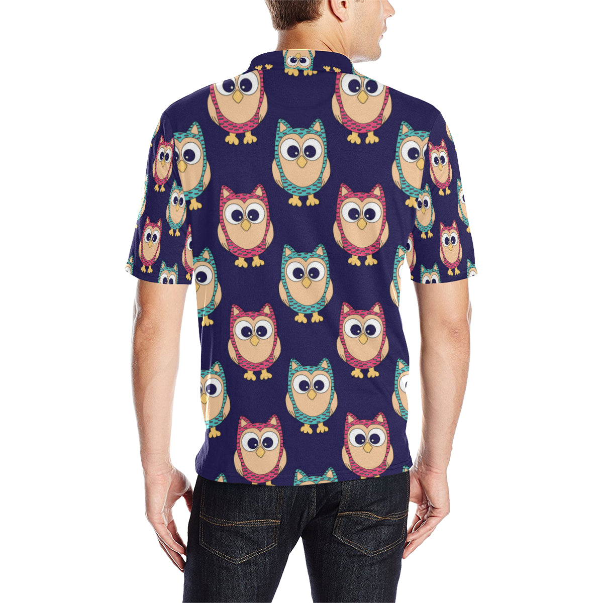 Owl Pattern Print Design A06 Men Polo Shirt