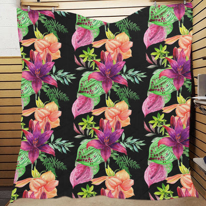 Amaryllis Pattern Print Design AL09 Premium Quilt
