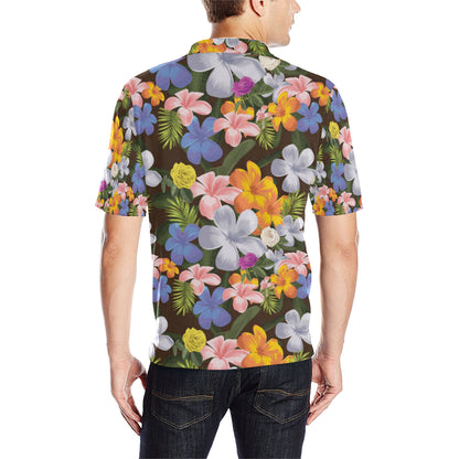 Plumeria Pattern Print Design PM03 Men Polo Shirt