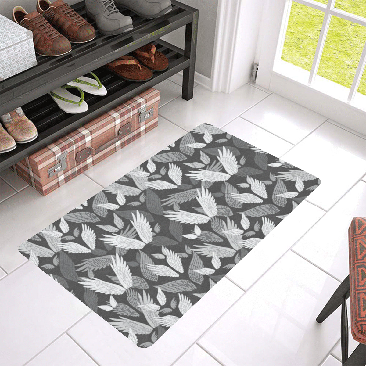 Angel Wings Pattern Design Themed Print Rubber Doormat