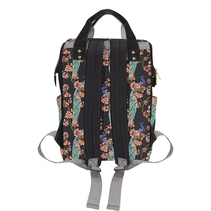 Peacock Pattern Print Design A01 Diaper Bag Backpack