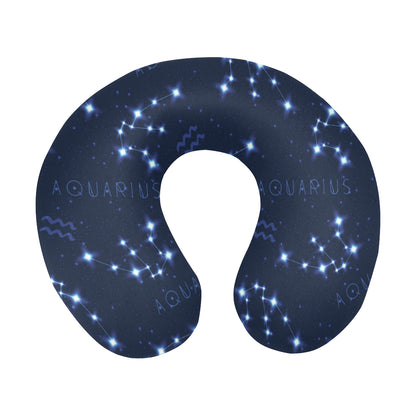 Aquarius Zodiac Pattern Print Design 02 U-Shaped Travel Neck Pillow