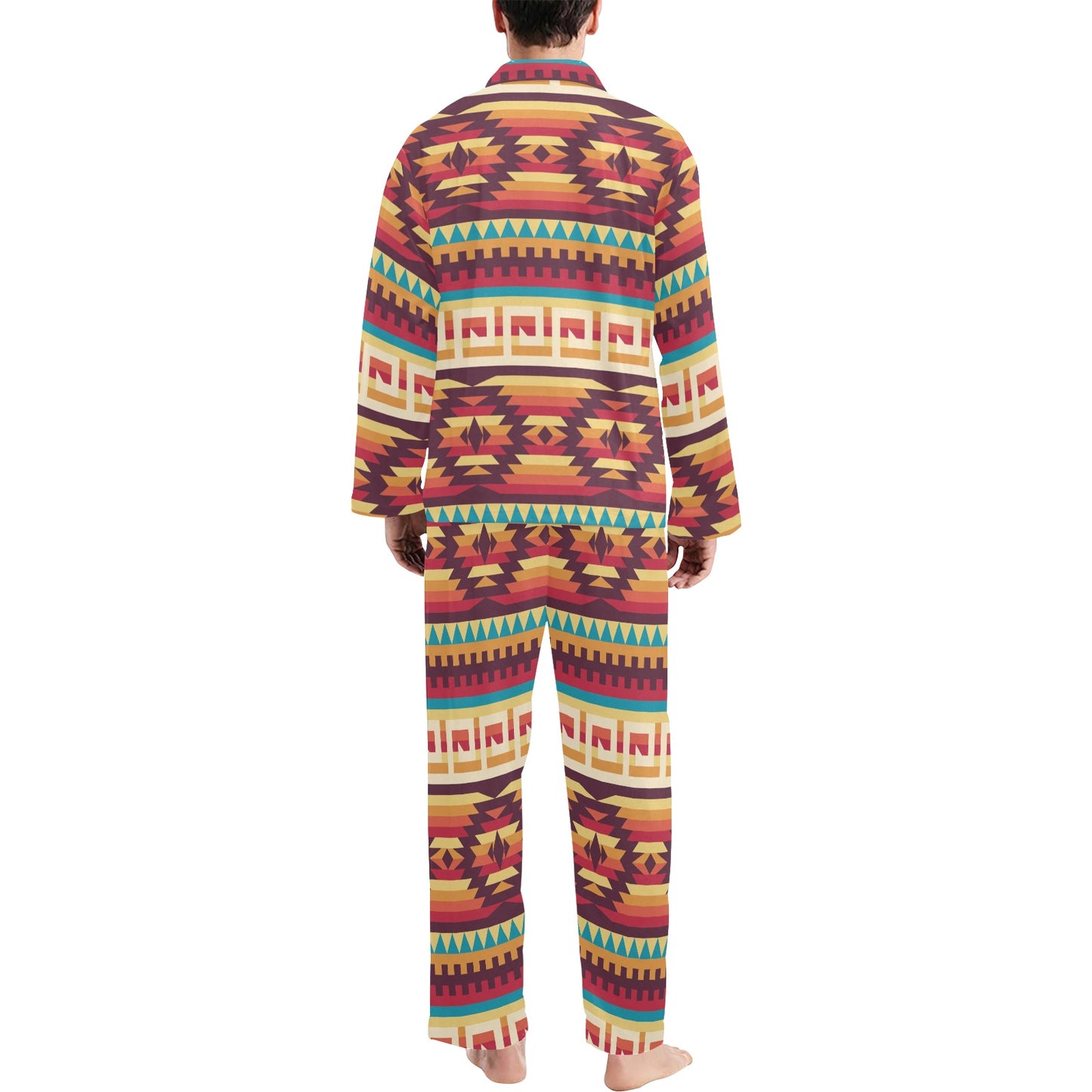 Tribal Aztec Vintage Men's Long Pajama Set