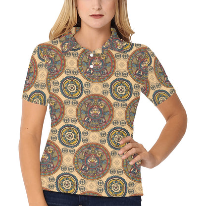 Calendar Aztec Pattern Print Design 02 Women's Polo Shirt