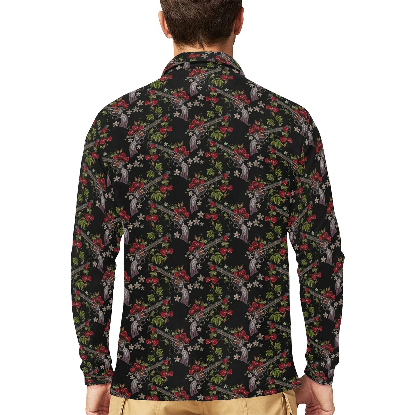 Western Design Long Sleeve Polo Shirt For Men's