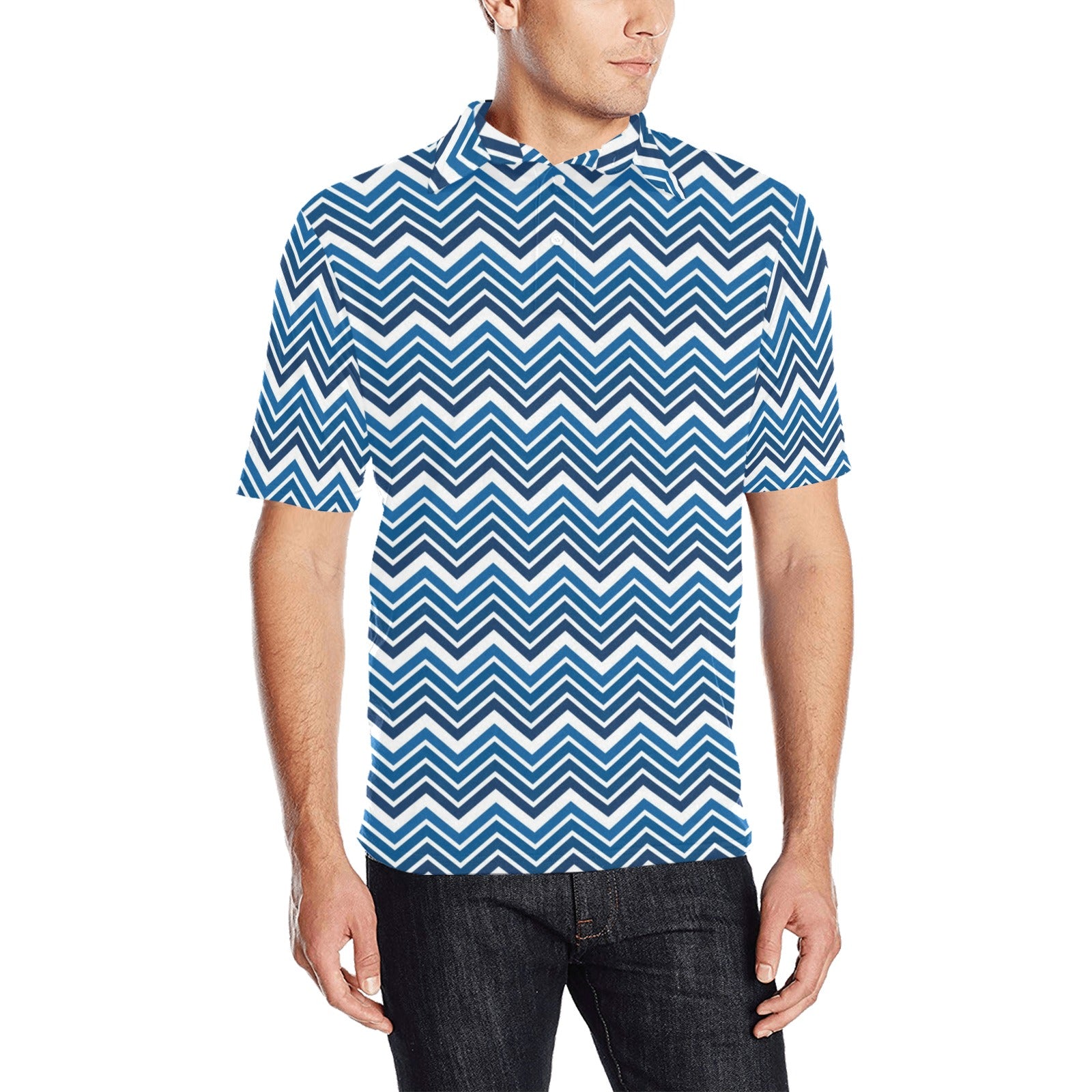 Chevron Print Design LKS403 Men Polo Shirt