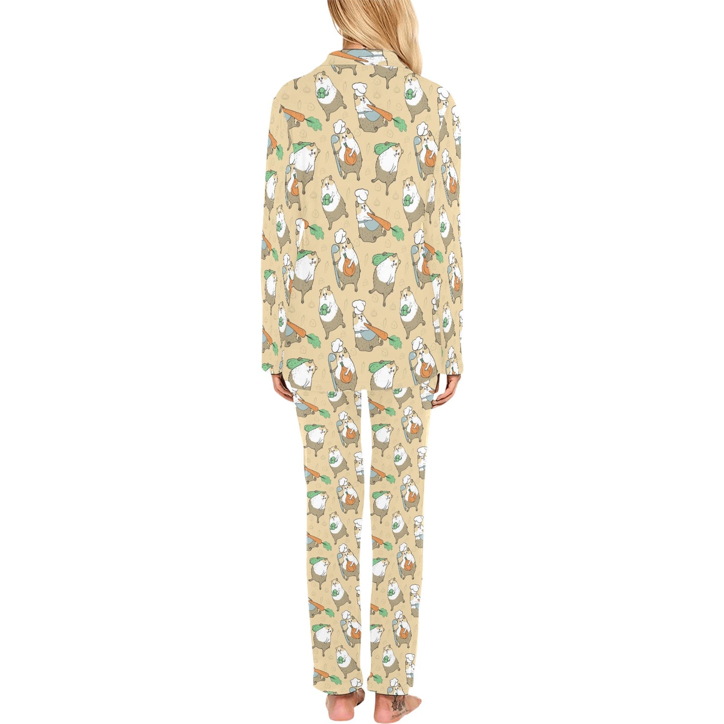 Guinea Pig Print Design LKS401 Women's Long Pajama Set