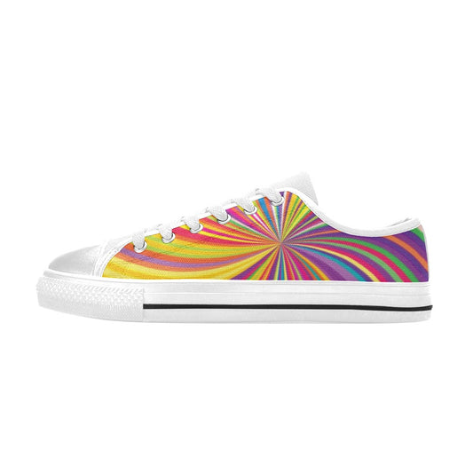 Vortex Print Design LKS301 Women's White Low Top Shoes
