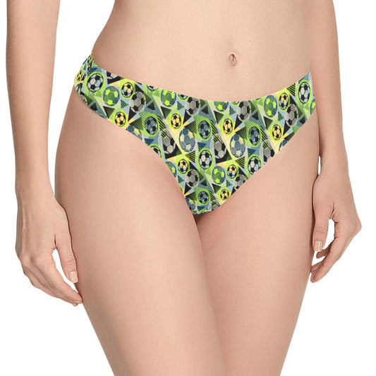 Soccer Ball Themed Print Pattern Women's Thongs