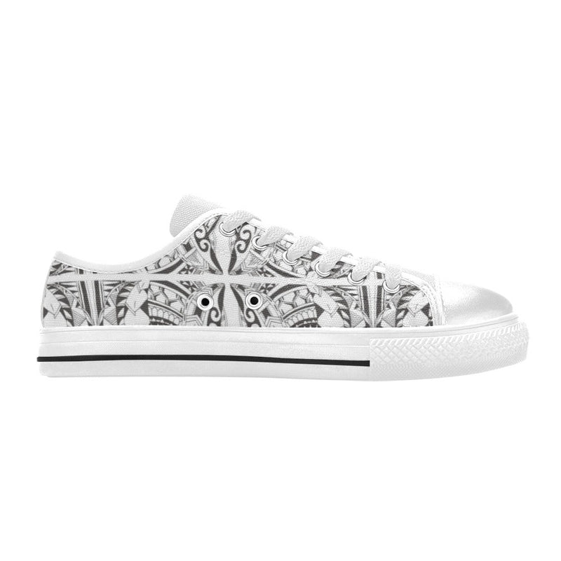 Samoan Style Print Design LKS301 Women's White Low Top Shoes